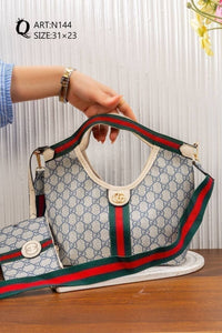 Striped Patterned Shoulder Bag – N144 (Blue / Cream)