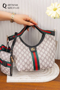 Striped Patterned Shoulder Bag – N144 (Pink / Black)