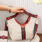 Striped Patterned Shoulder Bag – N144 (Cream / Red)