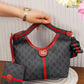 Striped Patterned Shoulder Bag – N144 (Black / Red)