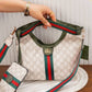 Striped Patterned Shoulder Bag – N144 (Cream / Green)