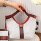 Striped Patterned Shoulder Bag – N144 (White / Red)