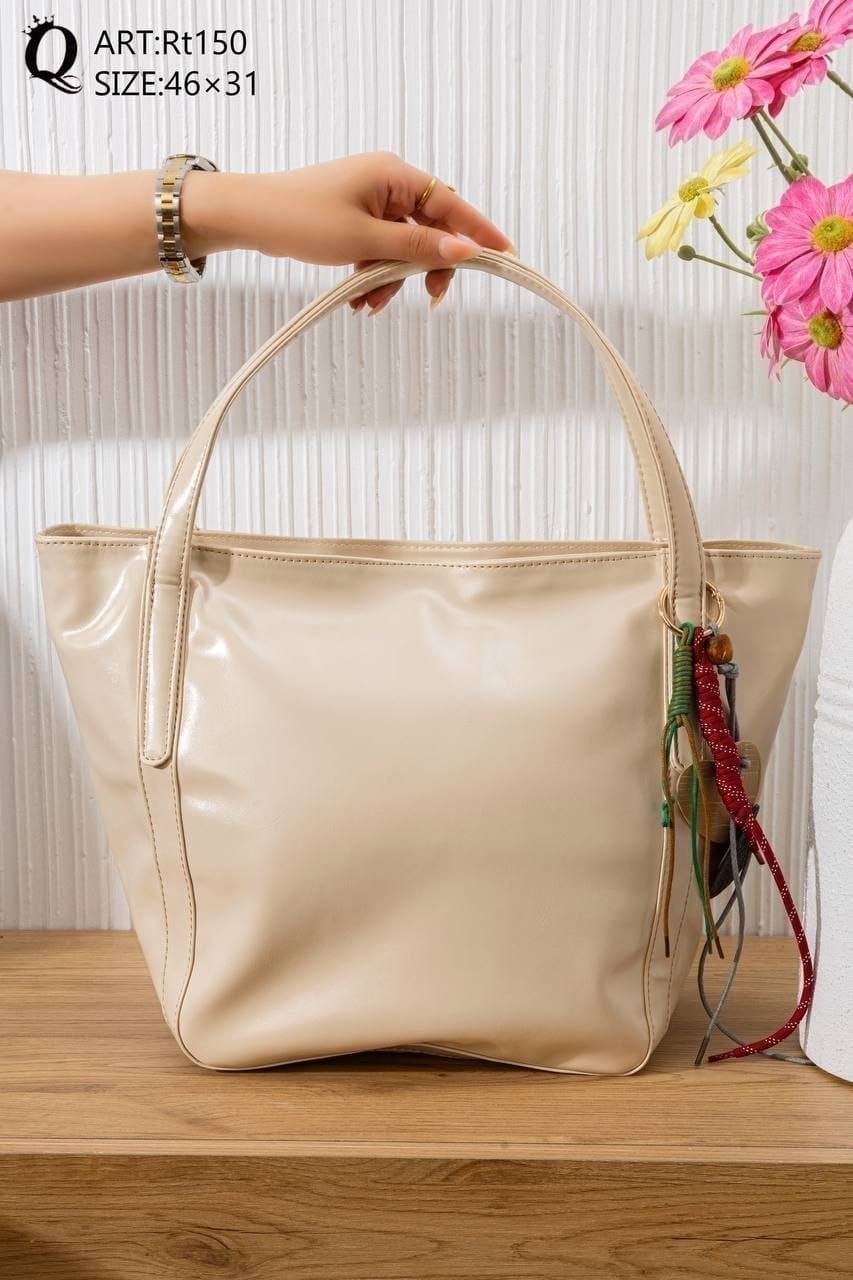 Charm Detail Tote Bag – Rt150 (Cream)