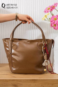 Charm Detail Tote Bag – Rt150 (Taupe)