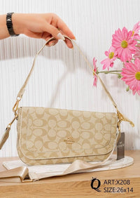 Patterned Flap Shoulder Bag – X208 (Cream)