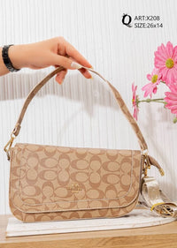 Patterned Flap Shoulder Bag – X208 (Tan)
