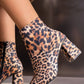 S1442 leopard print ankle boots with 7 cm block heels, front-side view