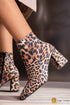 S1442 leopard print ankle boots with 7 cm block heels, front-side view