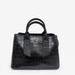 BAG_1 — Black textured top-handle handbag front (Black)