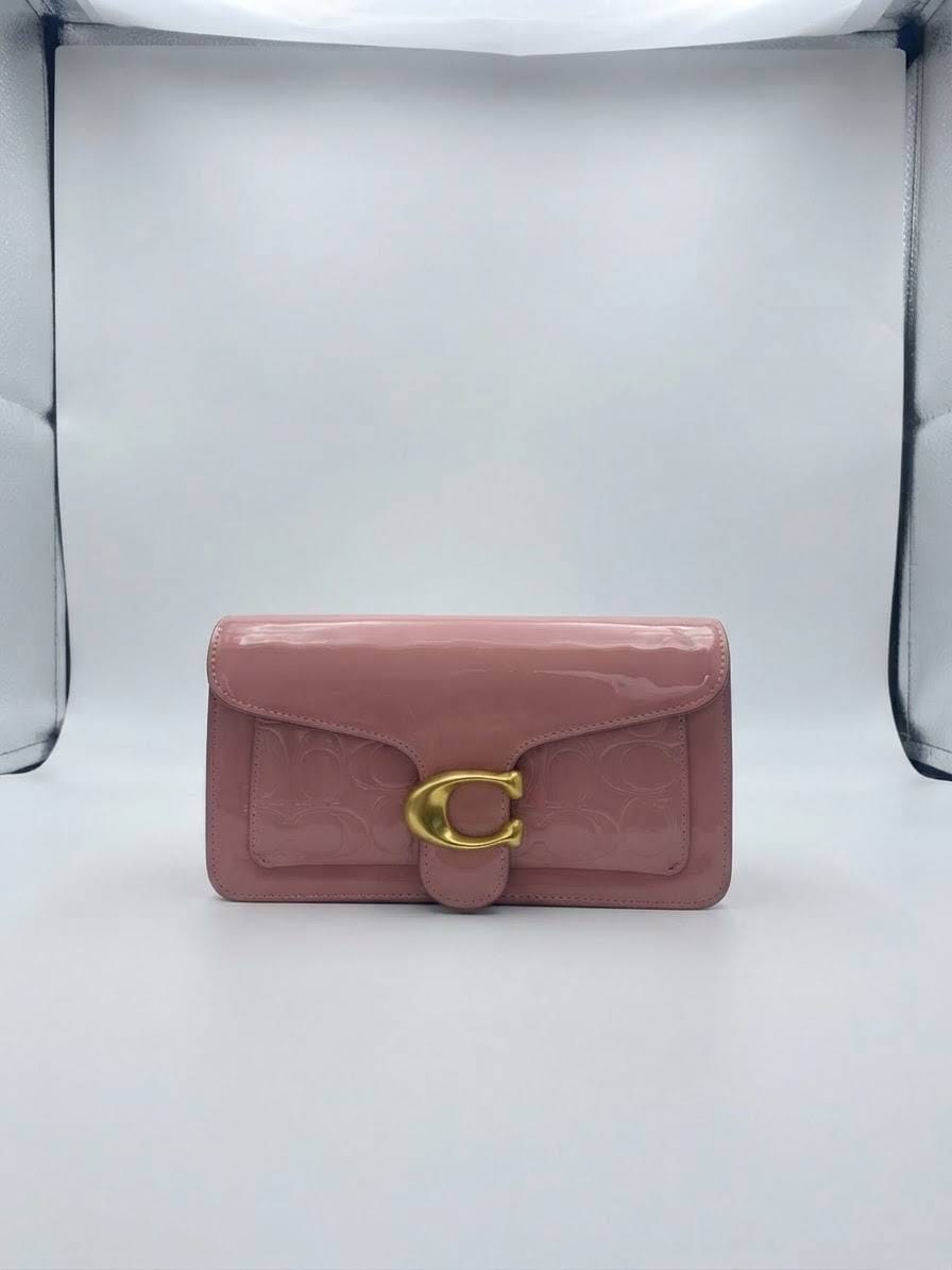 BAG_10 — Dusty Pink glossy flap bag front (Dusty Pink)