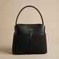 BAG_11 — Black textured panel handbag front (Black)