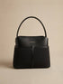 BAG_11 — Black textured panel handbag front (Black)