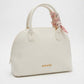 BAG_2 — White scarf-detail dome handbag back (White)