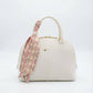 BAG_2 — White scarf-detail dome handbag front (White)