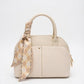 BAG_2 — Cream scarf-detail dome handbag front (Cream)