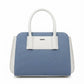 BAG_4 — Blue and White textured panel handbag front (Blue and White)