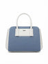 BAG_4 — Blue and White textured panel handbag front (Blue and White)