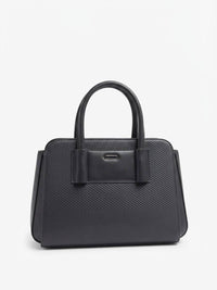 BAG_4 — Black textured panel handbag front (Black)