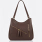 BAG_6 — Brown zip-detail shoulder bag front (Brown)