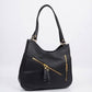 BAG_6 — Black zip-detail shoulder bag front (Black)