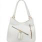 BAG_6 — White zip-detail shoulder bag front (White)