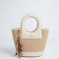 BAG_7 — Beige and Cream oval-handle bucket handbag front (Beige and Cream)