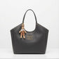 BAG_9 — Black bunny-charm shoulder tote front (Black)