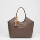 BAG_9 — Brown bunny-charm shoulder tote front (Brown)