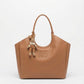 BAG_9 — Tan bunny-charm shoulder tote front (Tan)