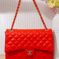 BM125 — Red quilted chain shoulder bag front, 34 × 24 (Red)
