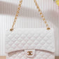 BM125 — White quilted chain shoulder bag alternate front, 34 × 24 (White)