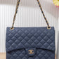 BM125 — Navy quilted chain shoulder bag alternate front, 34 × 24 (Navy)