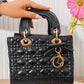Bm307 — Black quilted top handle bag front, 22 × 19 (Black)