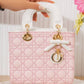 Bm307 — Pink / White quilted top handle bag front, 22 × 19 (Pink / White)