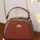 EB479 — Brown rounded woven-detail handbag front, 22 × 16 (Brown)