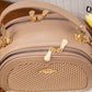 EB479 — Beige rounded woven-detail handbag top, 22 × 16 (Beige)