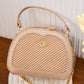 EB479 — Beige rounded woven-detail handbag front, 22 × 16 (Beige)