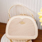 EB479 — Ivory rounded woven-detail handbag front, 22 × 16 (Ivory)