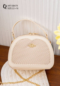 EB479 — Ivory rounded woven-detail handbag front, 22 × 16 (Ivory)