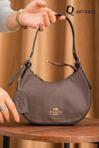FR03 — Brown crescent shoulder bag front (Brown)