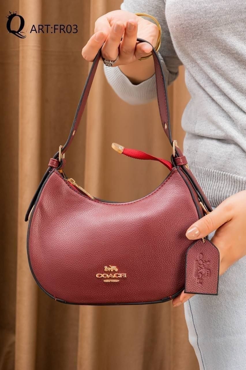 FR03 — Burgundy crescent shoulder bag front (Burgundy)