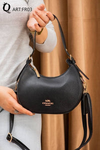 FR03 — Black crescent shoulder bag front (Black)