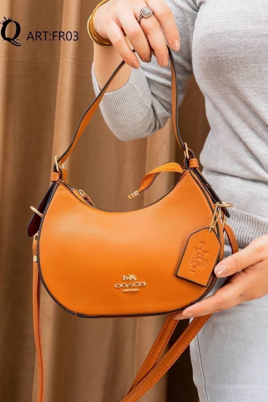 FR03 — Orange crescent shoulder bag front (Orange)