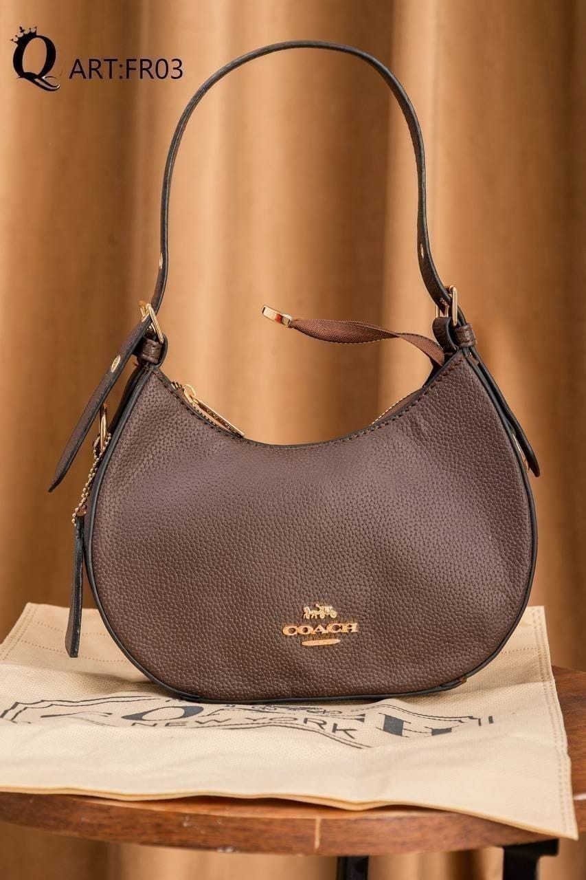 FR03 — Brown crescent shoulder bag alternate front (Brown)