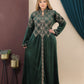 GLB_1 — Green long dress with gold-tone embroidery front view, 1: 60–85 kg; 2: 85–120 kg (Green)