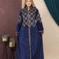 GLB_1 — Navy long dress with gold-tone embroidery front view, 1: 60–85 kg; 2: 85–120 kg (Navy)