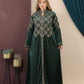GLB_1 — Green long dress with gold-tone embroidery full-length view, 1: 60–85 kg; 2: 85–120 kg (Green)
