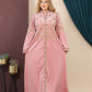 GLB_1 — Pink long dress with gold-tone embroidery full-length view, 1: 60–85 kg; 2: 85–120 kg (Pink)