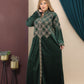 GLB_1 — Green long dress with gold-tone embroidery angled view, 1: 60–85 kg; 2: 85–120 kg (Green)