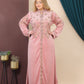 GLB_1 — Pink long dress with gold-tone embroidery angled view, 1: 60–85 kg; 2: 85–120 kg (Pink)